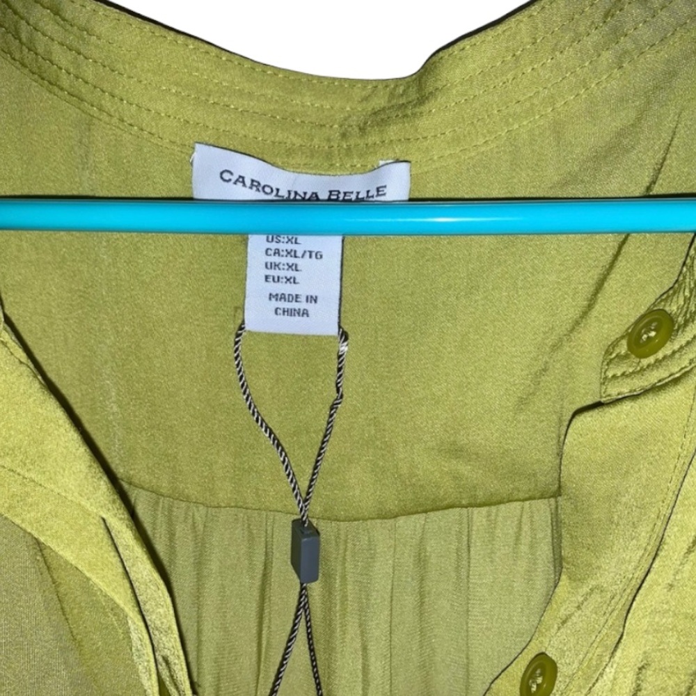Short Sleeve Green Blouse Carolina Belle Women’s Top SIZE XL - Picture 2 of 2